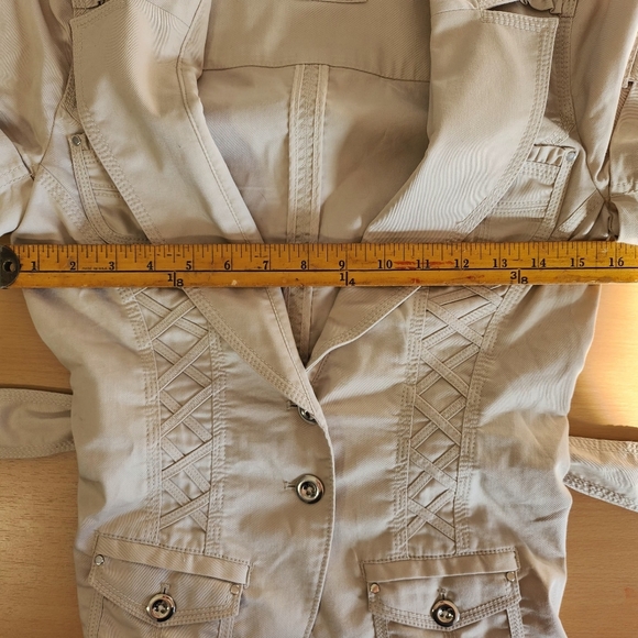 White House Black Market Laced Up Corseted Military Style Khaki Button Up Vest 0 - Picture 11 of 13